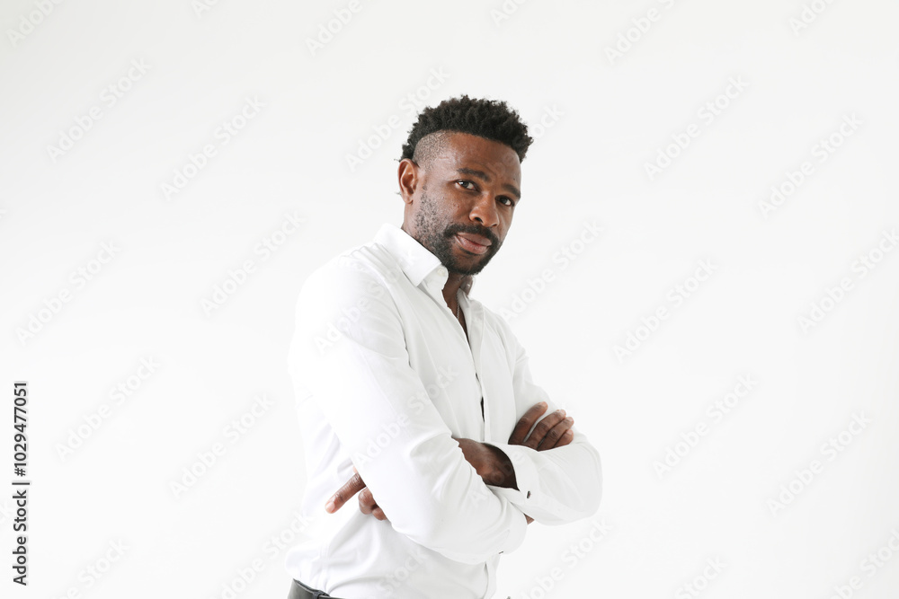Headshot of African American handsome man. Good emotions concept. Headshot of African American handsome man. Good emotions concept.