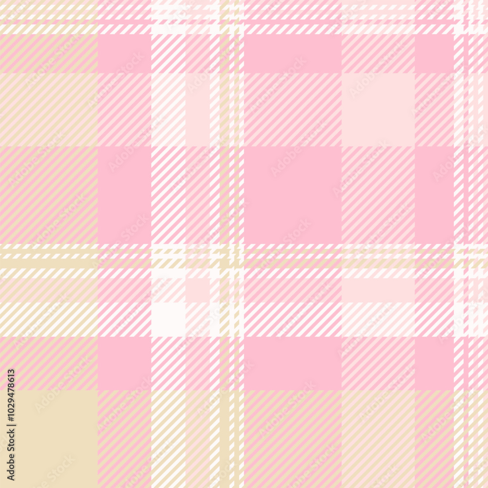 60s tartan texture background, bed fabric seamless check. Pyjamas pattern vector plaid textile in pink and misty rose colors.