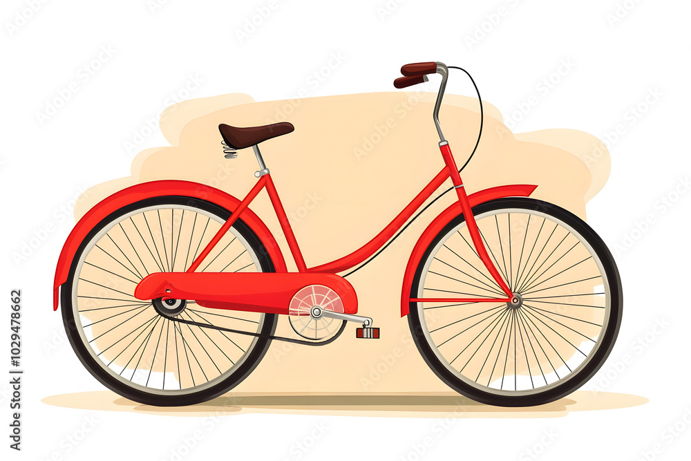 Fototapeta premium a classic red bicycle, isolated on a white background