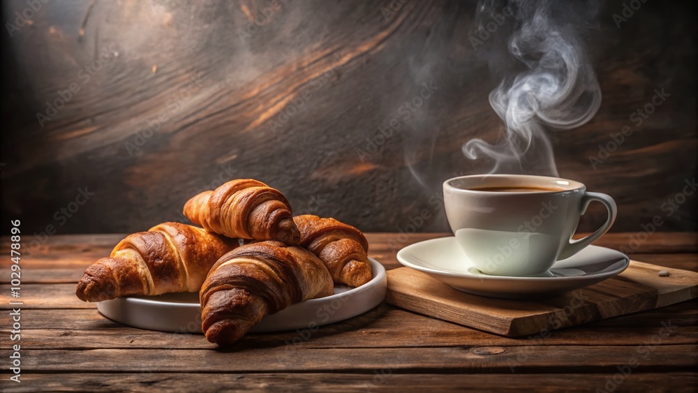 Minimalist Morning Scene with Croissants and Coffee for Cozy Vibes Minimalist Morning Scene with Croissants and Coffee for Cozy Vibes