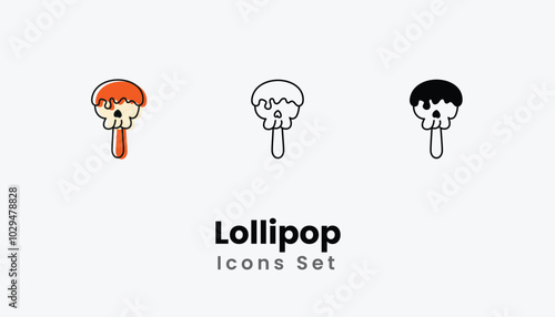 Lollipop hand draw doodle icons vector set stock illustration