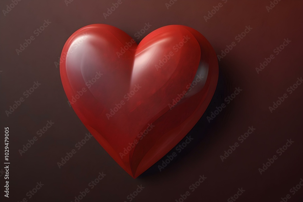 Glossy 3D red heart sculpture on a dark background, symbolizing love and affection Glossy 3D red heart sculpture on a dark background, symbolizing love and affection