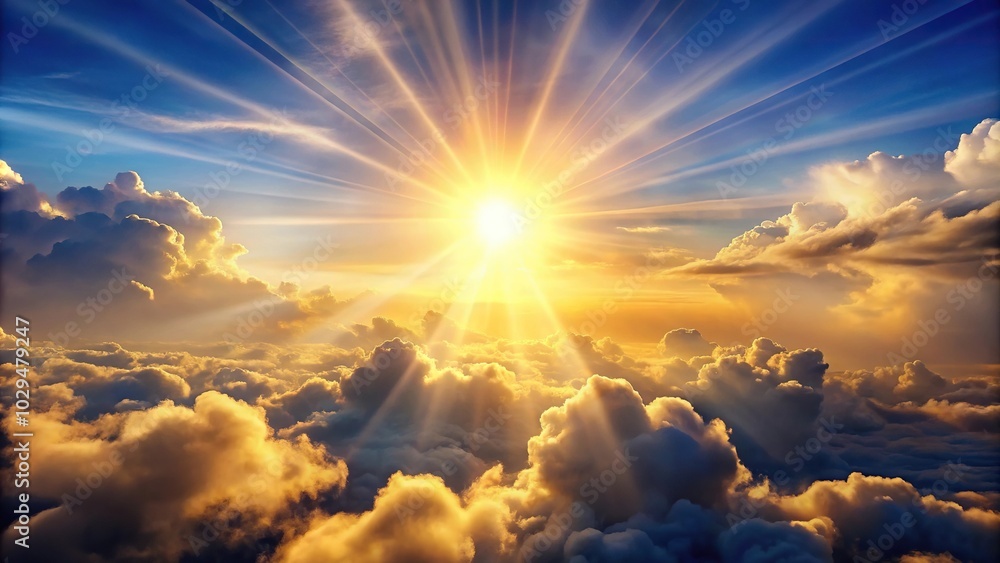 Sunshine spreading from cloud in long shot Sunshine spreading from cloud in long shot