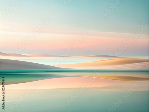 Minimalist Painboeuf Landscape with Abstract Shapes and Soft Colors for Tranquil Atmosphere