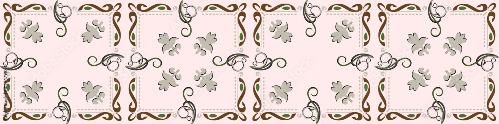 Elegant ornamental pattern with floral and abstract design. Elegant ornamental pattern with floral and abstract design.