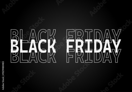 Cartel de black friday blanco y de trazo blanco en fondo negro