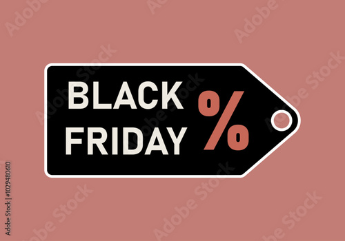 Etiqueta negra de black friday con porcentaje rojo