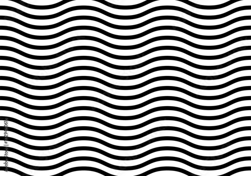 Fondo de patrón de trazado negro ondulado en fondo blanco horizontal 