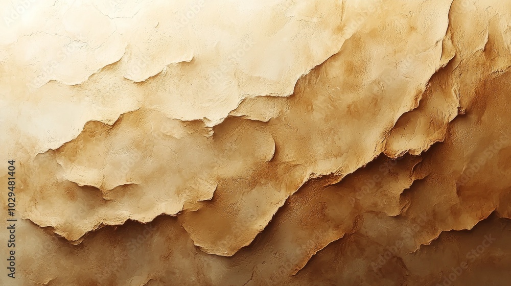 Fototapeta premium Decorative plaster is creating a textured background with a warm color gradient, ranging from light beige to a rich, earthy brown