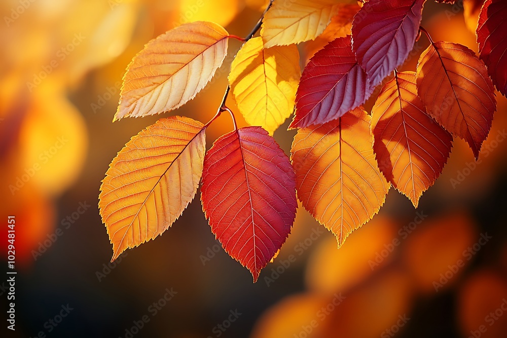 Vibrant autumn leaves glowing in the warm sunlight Vibrant autumn leaves glowing in the warm sunlight
