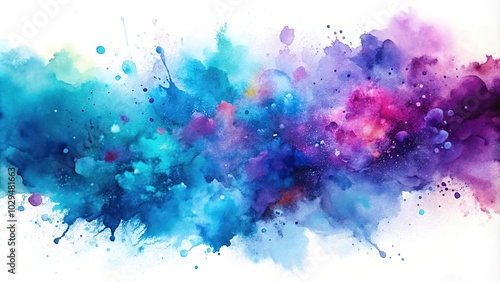 Watercolor painting of reflected colors in blue