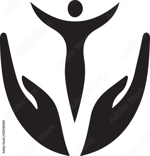 Healthy lifestyle logo silhouette vector art illustration on a white background