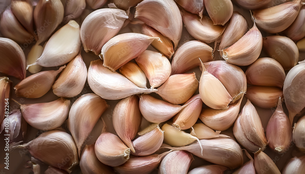 a pile of Garlic cloves texture, pattern background a pile of Garlic cloves texture, pattern background