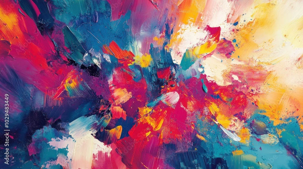 Abstract painting with vibrant colors, strokes, and textures. Abstract painting with vibrant colors, strokes, and textures.