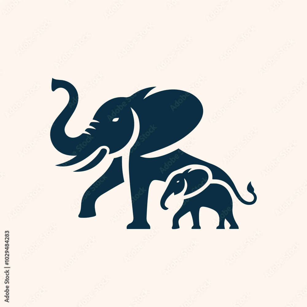 Obraz premium Elephant logo silhouette vector illustration 1