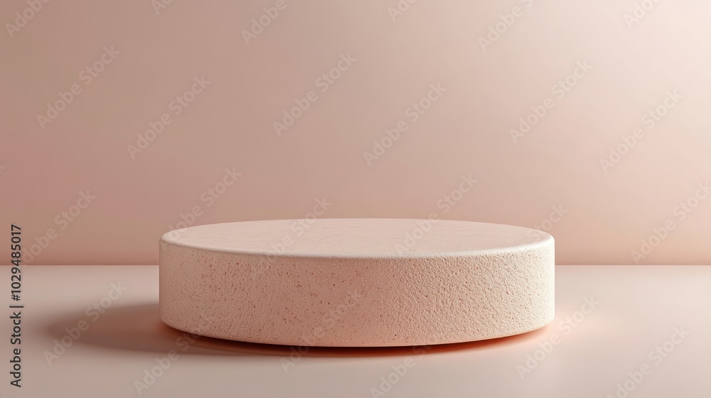 A minimalist round pedestal against a soft pink backdrop, emphasizing simplicity and design. A minimalist round pedestal against a soft pink backdrop, emphasizing simplicity and design.