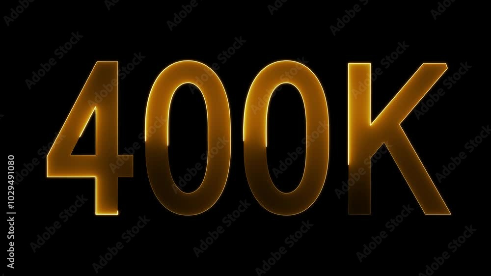 400K text animation by yellow neon on black background. 400K text animation by yellow neon on black background.