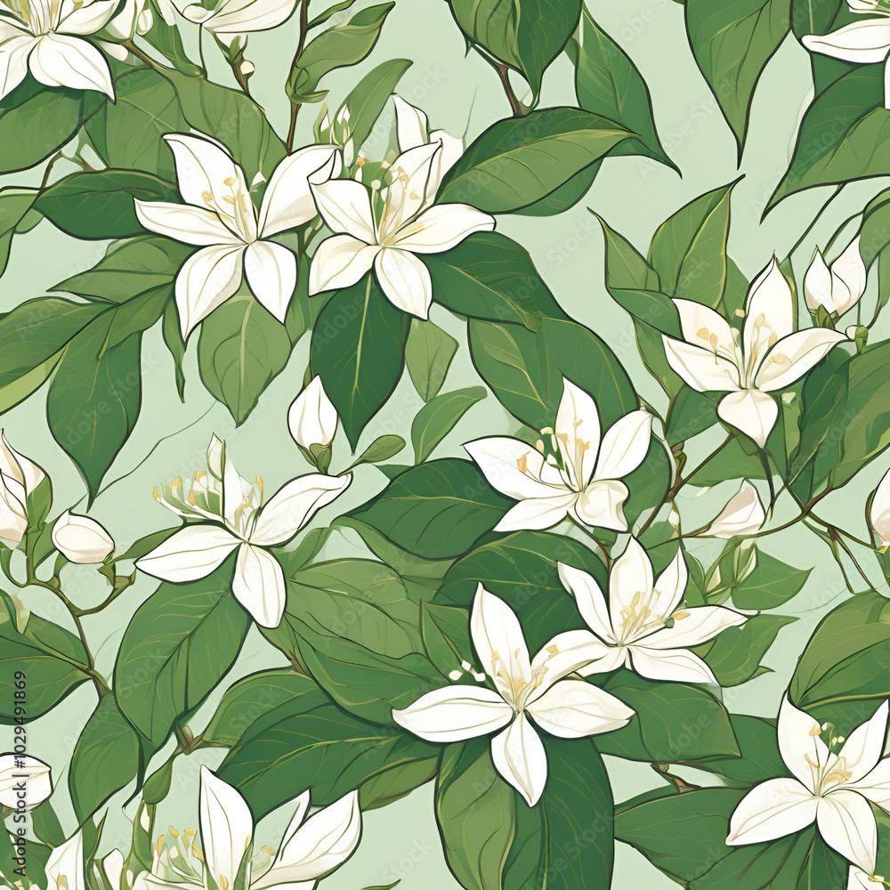 Jasmine Flower Digital Paper Jasmine Flower Digital Paper