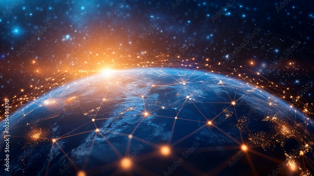 Earth Illuminated by Network Connections and City Lights Earth Illuminated by Network Connections and City Lights