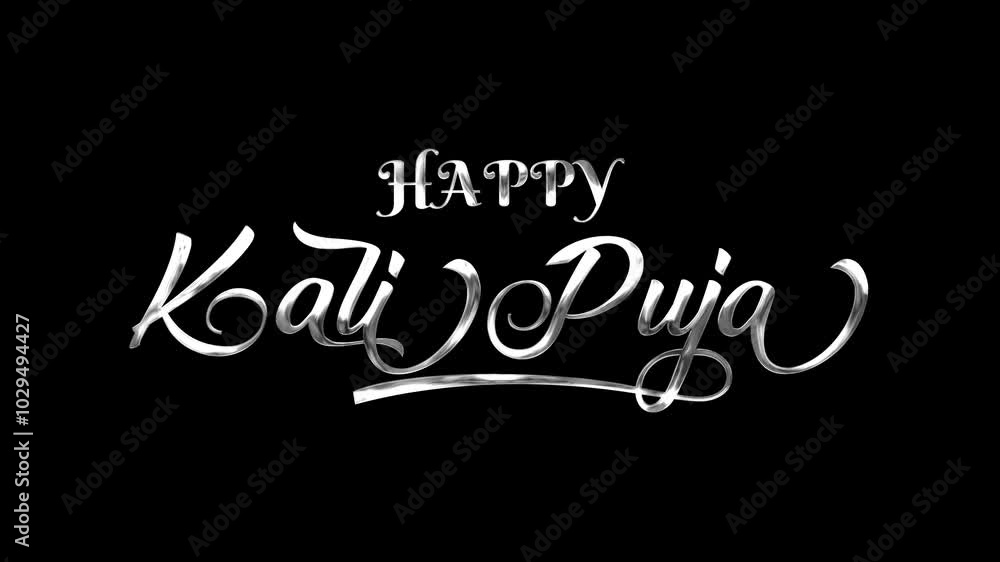 Happy Kali Puja Text Animation on Silver Color. Festive greeting card design for the Hindu festival of Kali Puja celebration. Happy Kali Puja Text Animation on Silver Color. Festive greeting card design for the Hindu festival of Kali Puja celebration.