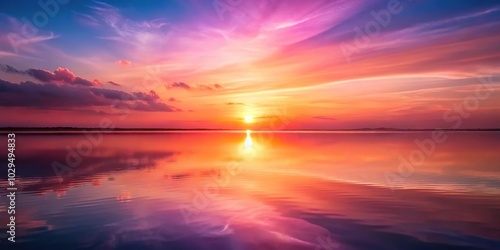 vibrant pink sunset sky reflected in water