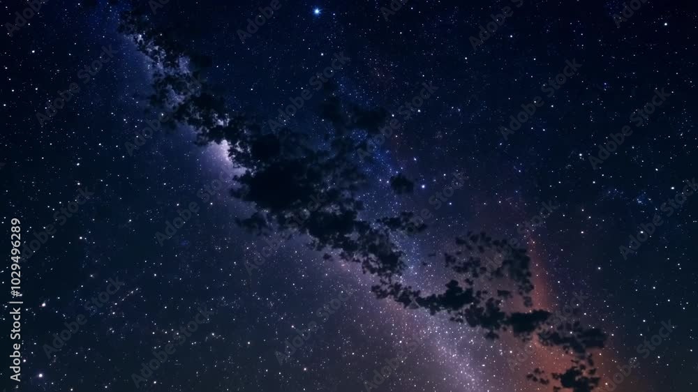 Bright milky way shining in night sky, casting light on dark clouds. Stars and galaxies create awe, perfect for exploration. Majestic image captures eternal universe beauty Bright milky way shining in night sky, casting light on dark clouds. Stars and galaxies create awe, perfect for exploration. Majestic image captures eternal universe beauty