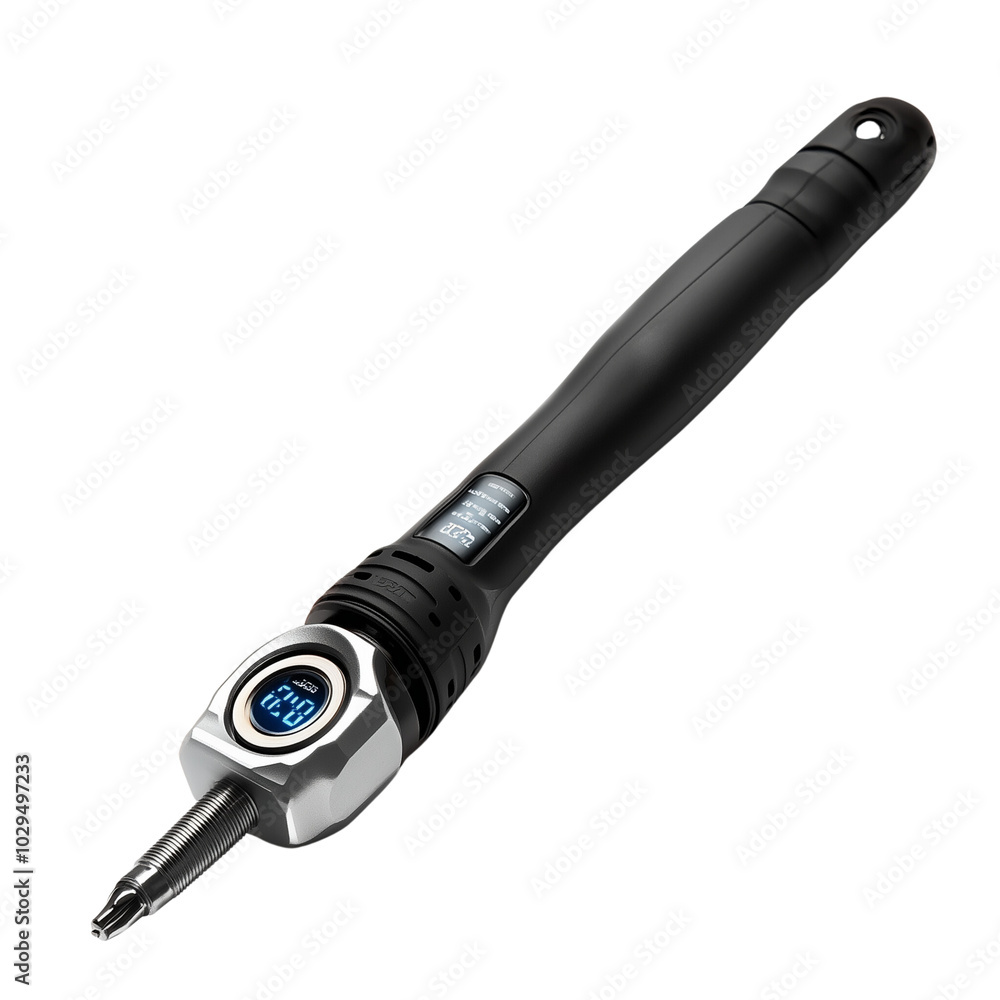 An industrial-grade torque wrench with a digital display isolated on transparent background An industrial-grade torque wrench with a digital display isolated on transparent background