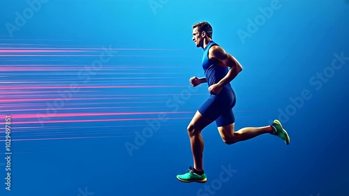 Wallpaper Mural Focused male runner in mid-sprint, wearing sports attire and leaving abstract motion trails Torontodigital.ca