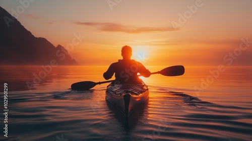 Wallpaper Mural Serene Canoe Training at Sunset on Tranquil Waters Torontodigital.ca