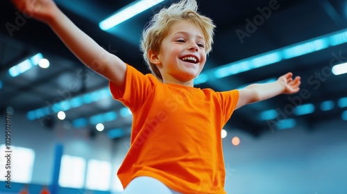 Joyful Junior Gymnast in Action