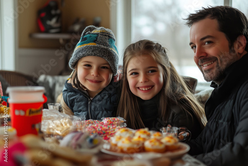 Families delighting in sweet treats together during a cozy winter gathering