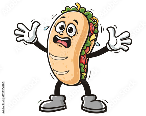 Panic Sub Sandwich Cartoon Mascot Illustration Character Vector Clip-art Hand-drawn Logo Design