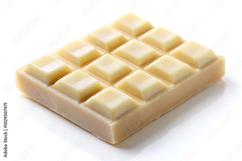 White chocolate piece isolated on white background macro White chocolate piece isolated on white background macro
