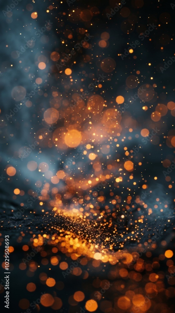 Vibrant cosmic particles illuminated in a swirling galaxy background at night Vibrant cosmic particles illuminated in a swirling galaxy background at night