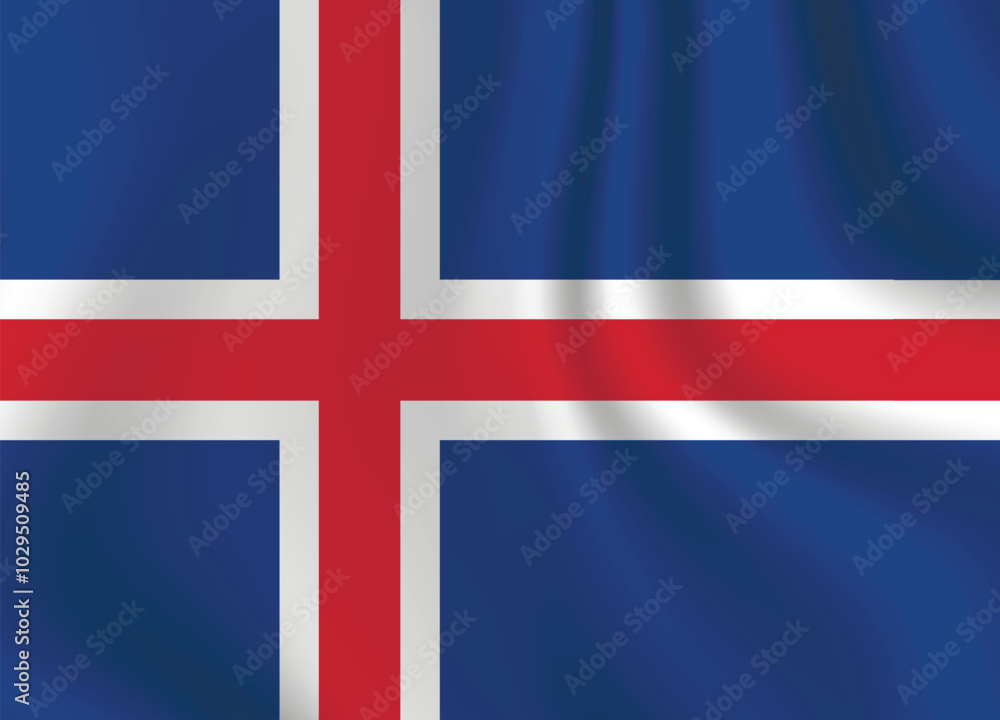 Obraz premium Flag of Iceland. Icelandic national symbol in official colors. Template icon. Abstract vector background