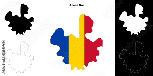 Anenii Noi blank outline map set photo