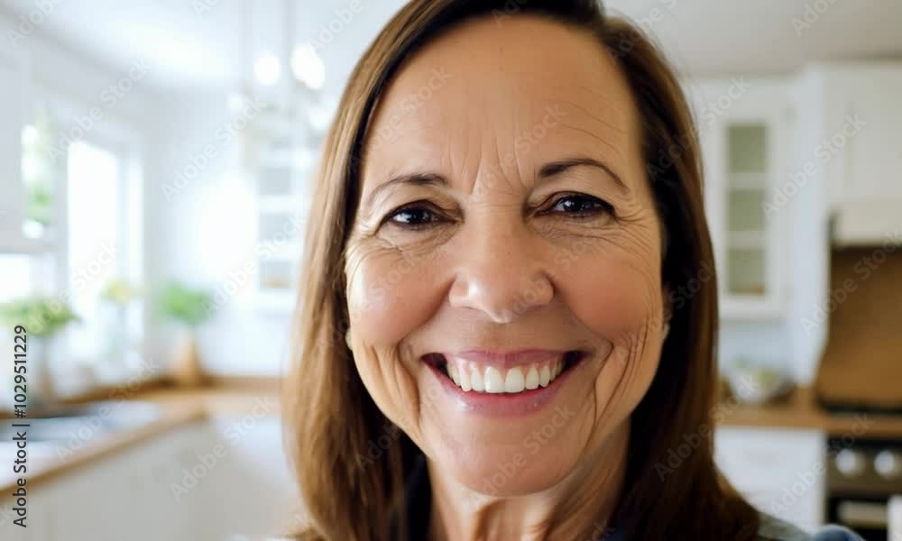 portrait of a smiling person elderly woman at home in the kitchen portrait of a smiling person elderly woman at home in the kitchen