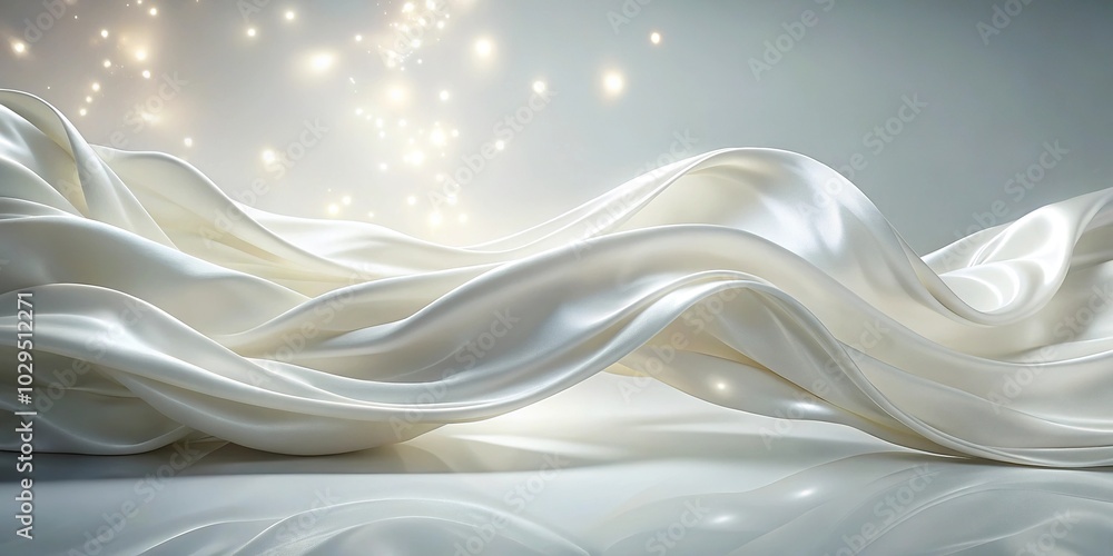 White satin glass background with neon lighting highlighting silk fabric blowing in wind White satin glass background with neon lighting highlighting silk fabric blowing in wind