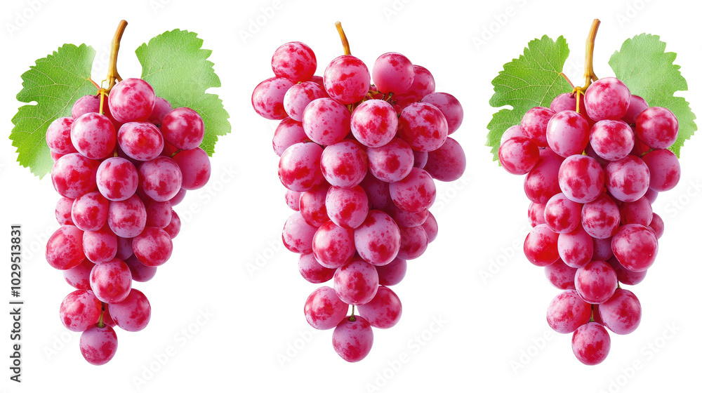 Fresh Red Grape Bunches Isolated on a White Background for Display Generative AI Fresh Red Grape Bunches Isolated on a White Background for Display Generative AI
