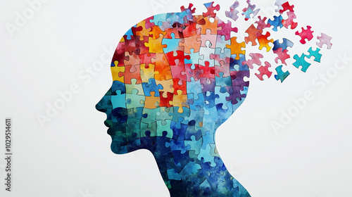 Human Head Puzzle Pieces Missing  Mental Health  Abstract Illustration