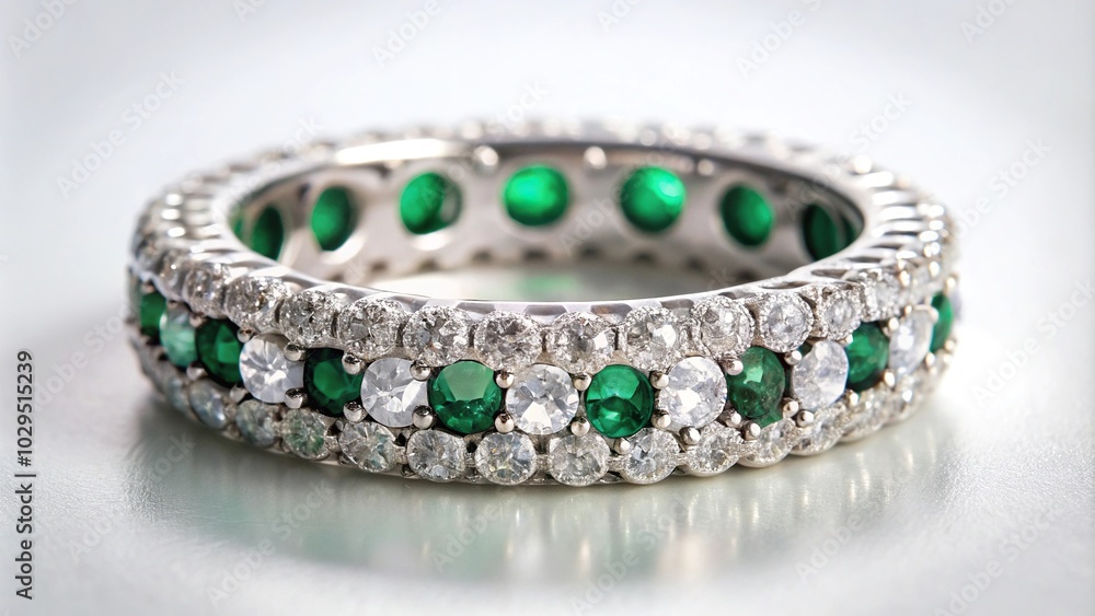 Wide-angle diamond emerald eternity band Wide-angle diamond emerald eternity band