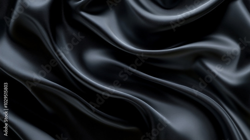 Black Satin Drape Fabric Texture Background