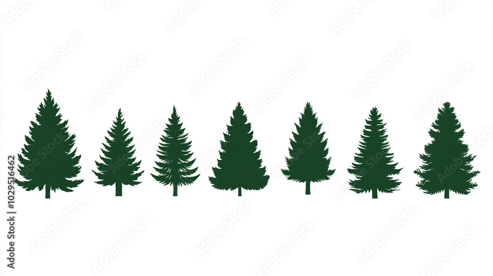 Evergreen Tree Silhouettes Pine Fir Spruce Forest Woodland Nature Illustration Evergreen Tree Silhouettes Pine Fir Spruce Forest Woodland Nature Illustration