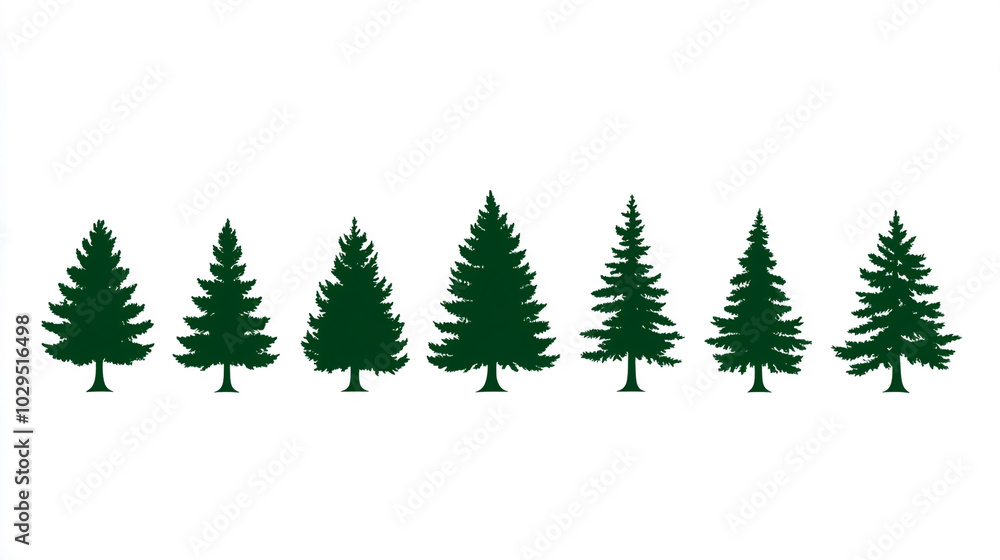 Fototapeta premium Pine Tree Silhouettes Forest Illustration Nature Design Evergreen Graphics Christmas