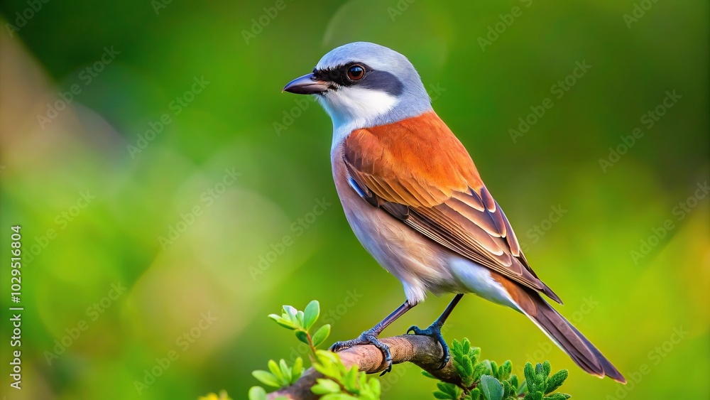 Wild red backed shrike bird in natural habitat Wild red backed shrike bird in natural habitat