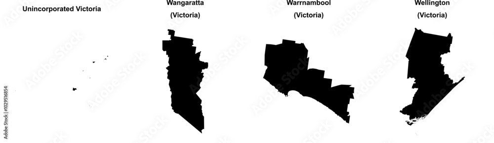 Unincorporated Victoria, Wangaratta, Warrnambool, Wellington outline maps Unincorporated Victoria, Wangaratta, Warrnambool, Wellington outline maps