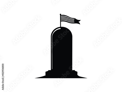 Veterans Day Tombstone with Flag Silhouette Design