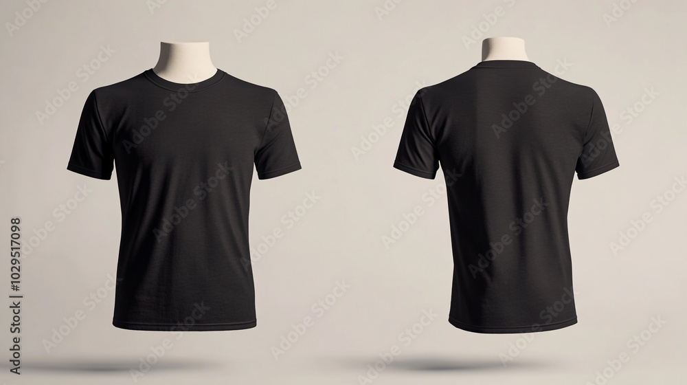 Blank Black T Shirt Mockup Front and Back View Blank Black T Shirt Mockup Front and Back View