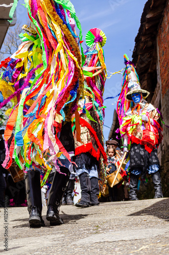 traditional masks of the popular carnival of Buxán called Folión in province of Ourense, Galicia. España photo