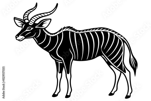 Drawing of a Nyala silhouette black vector art illustration photo